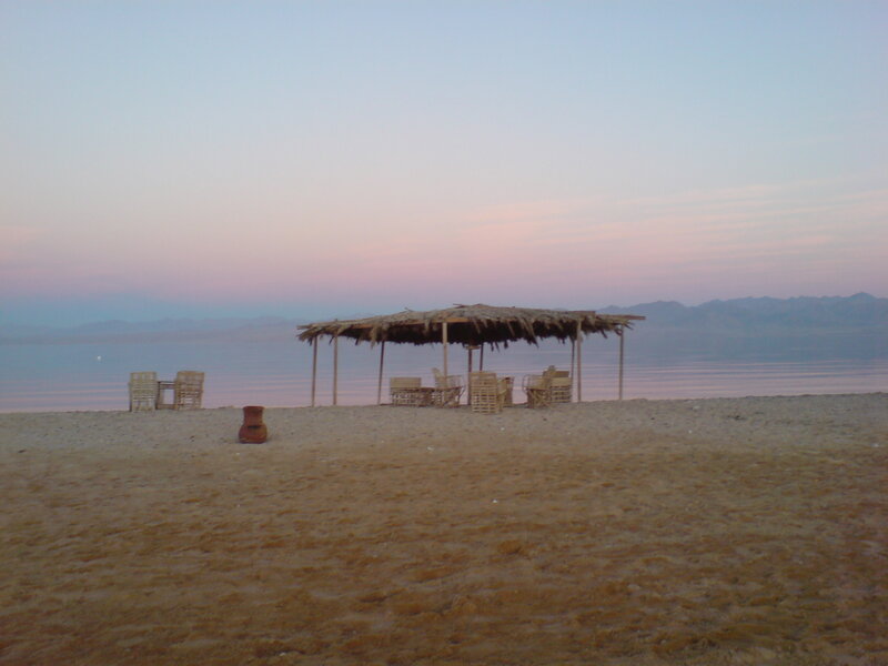 Thatched Hut on Beach — Pink