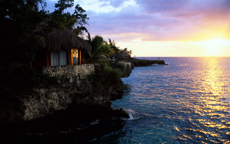 Thatched Hut on Cliff — Blue