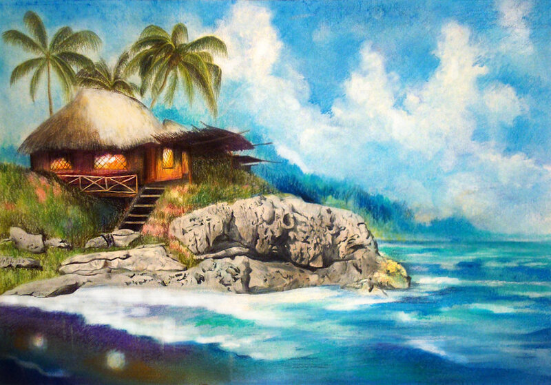 Thatched Hut on Cliff