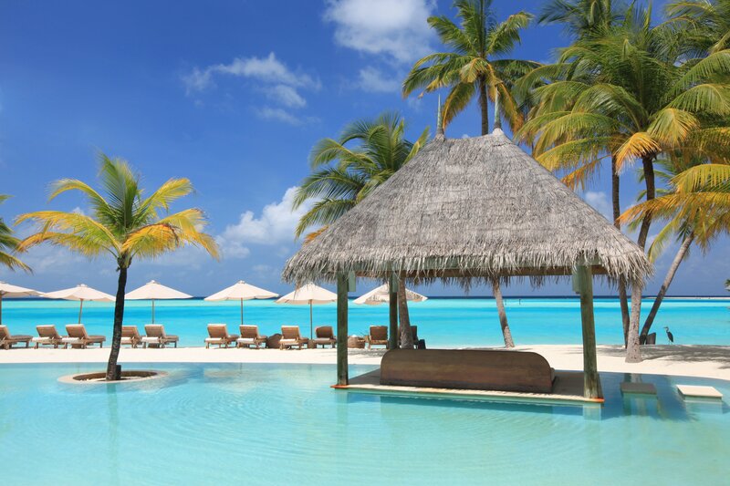 Thatched Hut on Pool — Blue