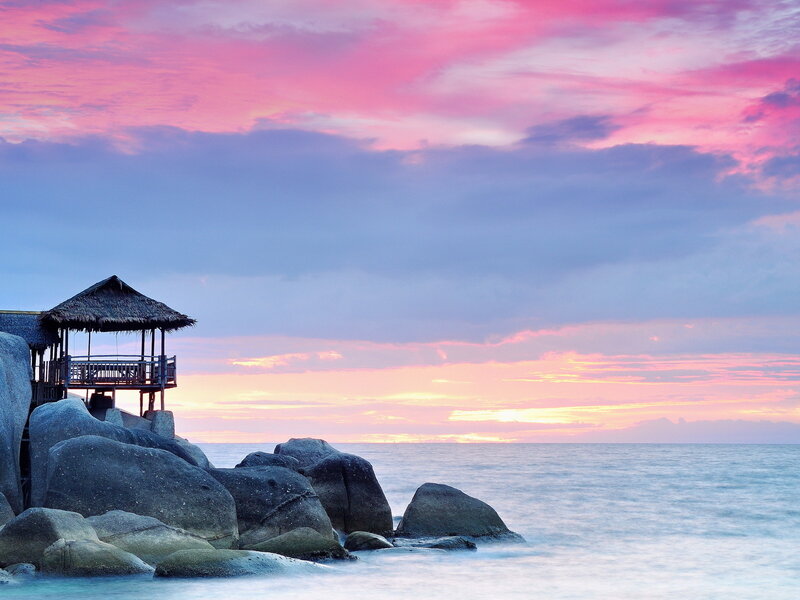 Thatched Hut on Rocks