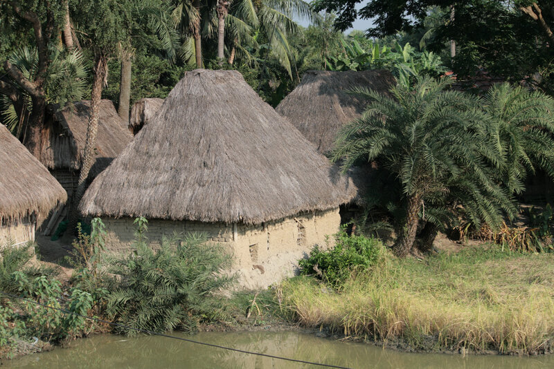 Thatched Huts in Village