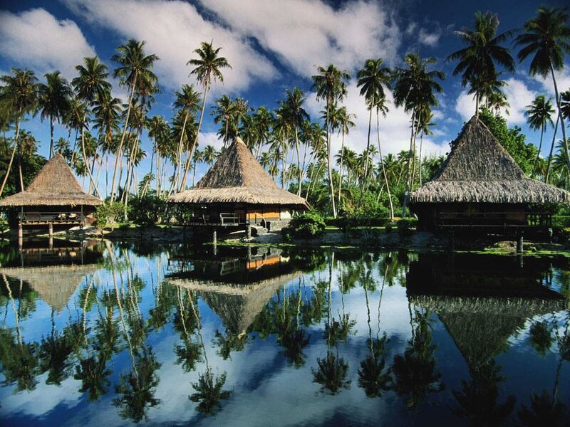 Thatched Huts in Water