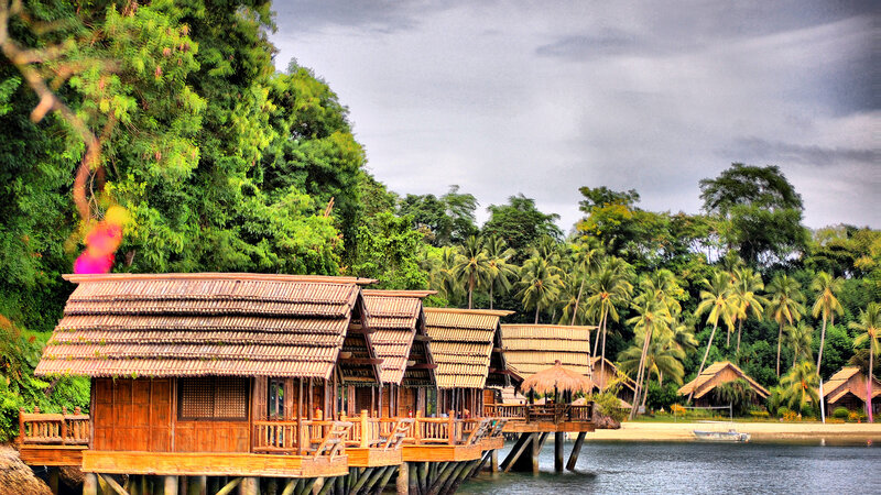 Thatched Huts on Stilts