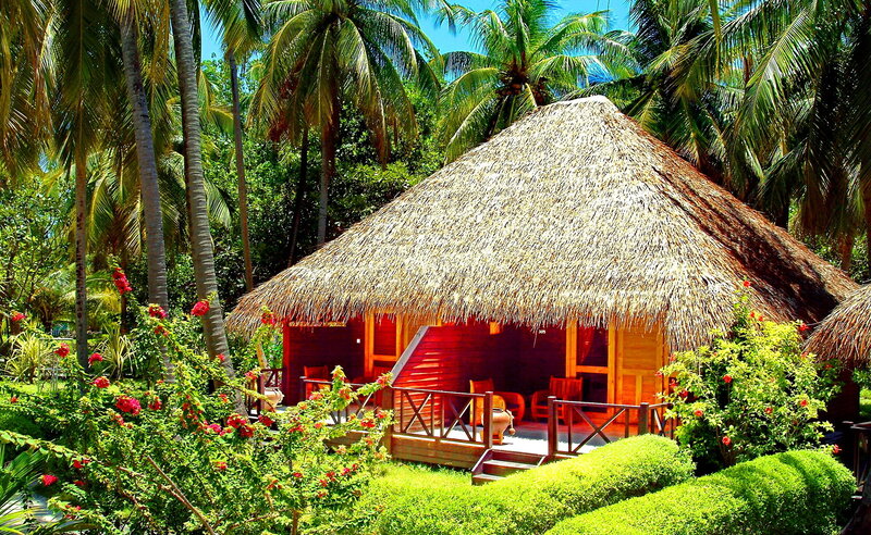 Thatched-roof Bungalow — Green, Tropical