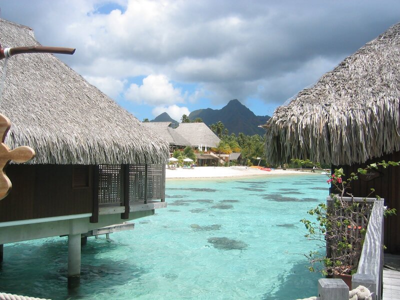Thatched-roof Bungalows — Blue