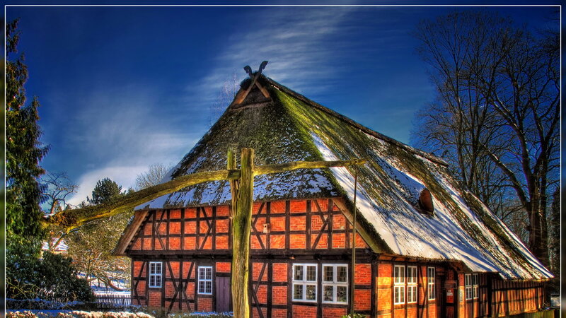 Thatched-roof House — Blue