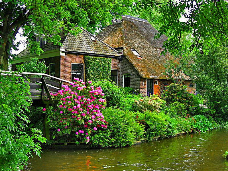 Thatched-roof House — Green