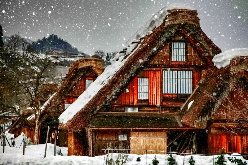 Thatched-roof Houses — Brown, Serene