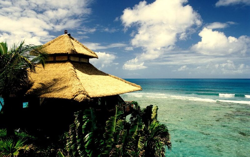 Thatched-roof Hut on Cliff