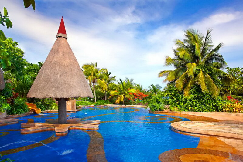 Thatched-roof Pavilion — Blue, Tropical