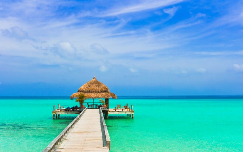 Thatched-roof Pavilion on Pier