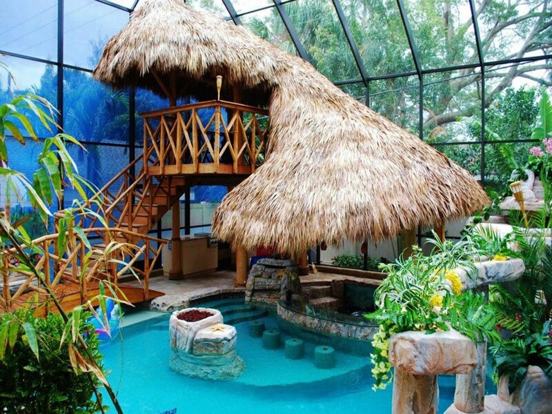 Thatched-roof Pool Pavilion