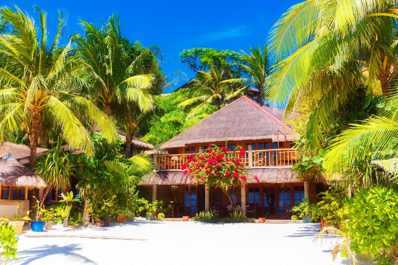 Thatched-roof Resort Building