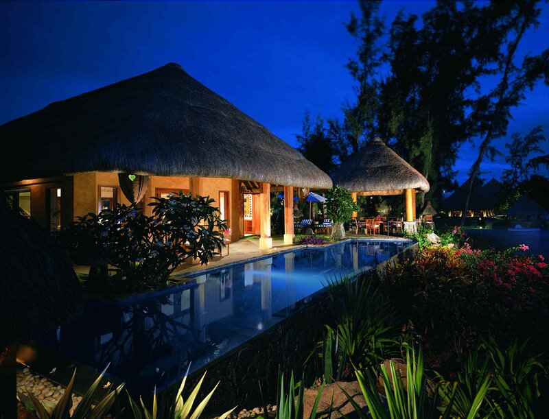 Thatched-roof Villa at Night
