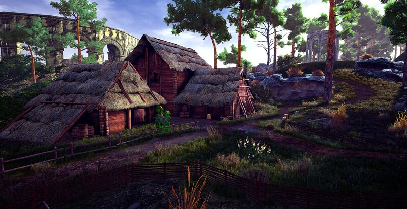 Thatched-roof Village — Brown, Serene