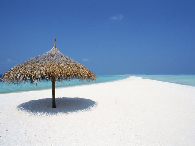 Thatched Umbrella on Beach
