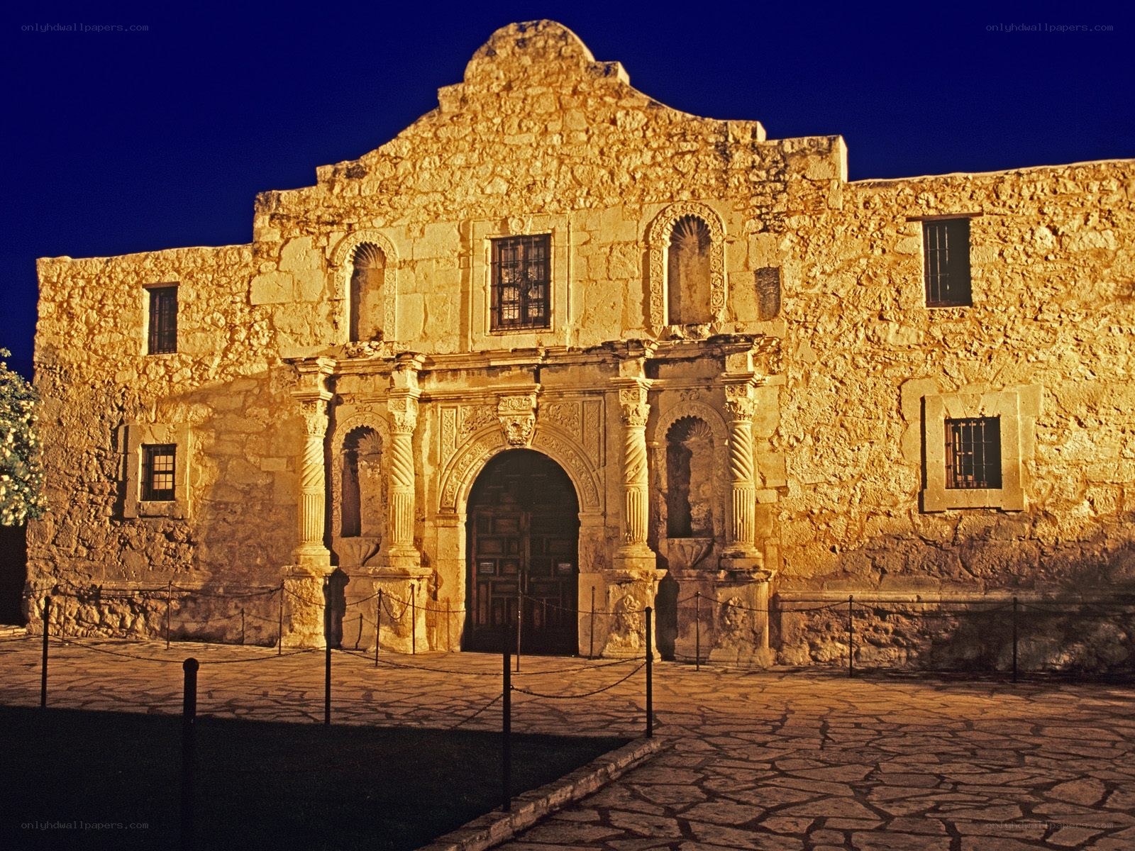 The Alamo at night
