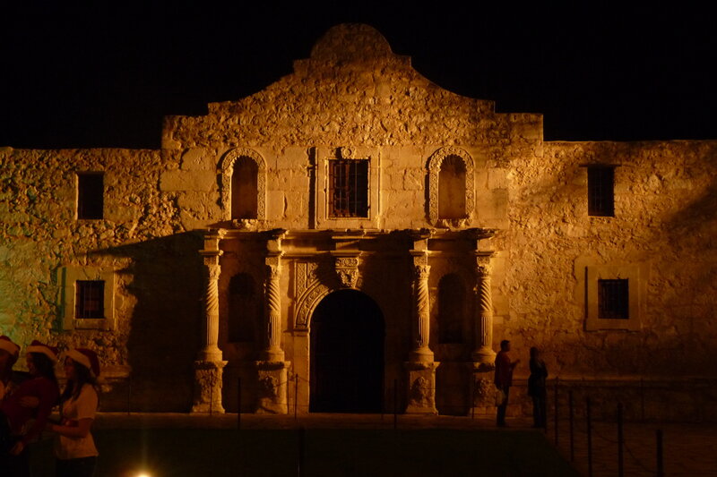The Alamo at night