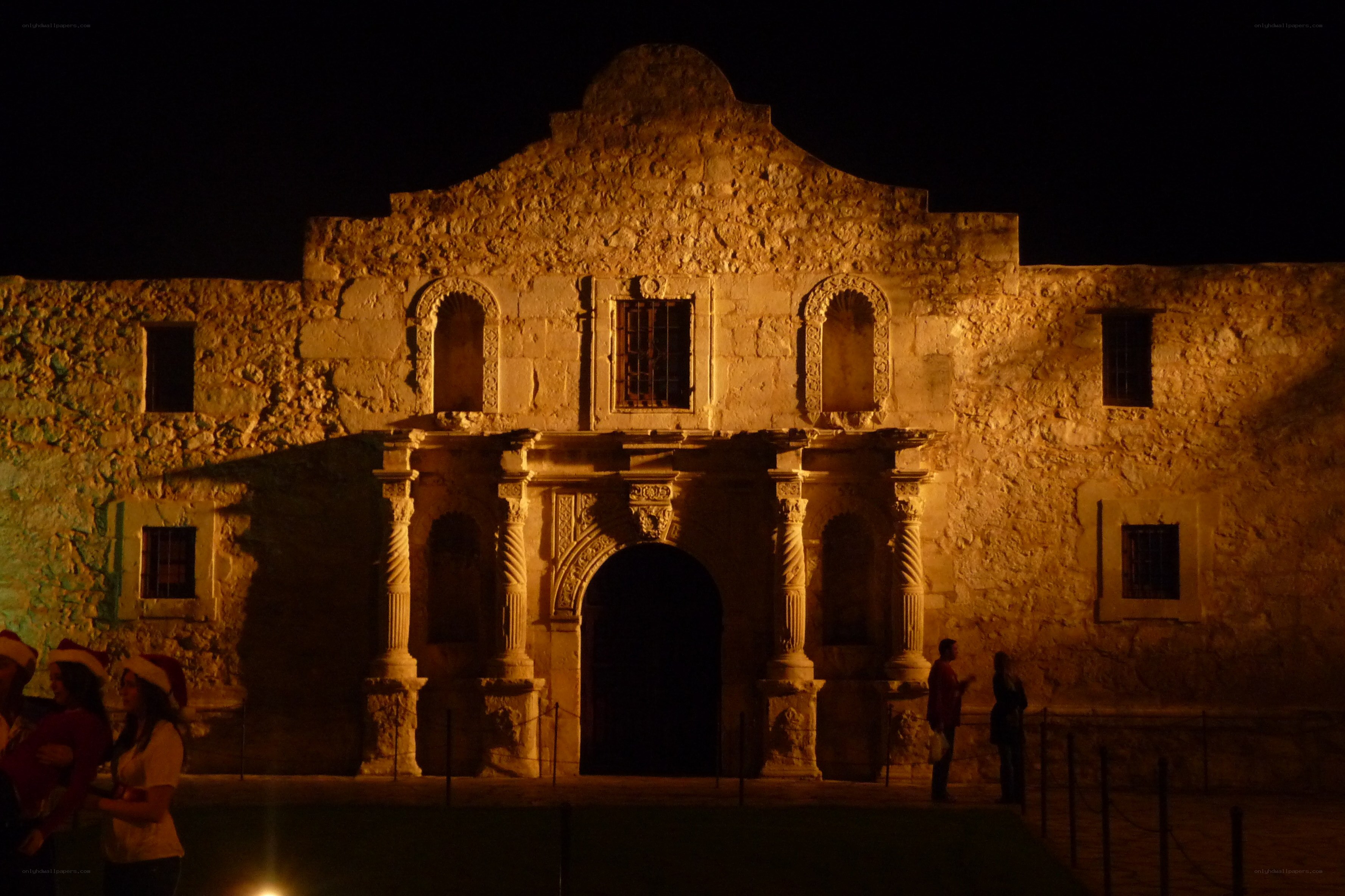 The Alamo at night