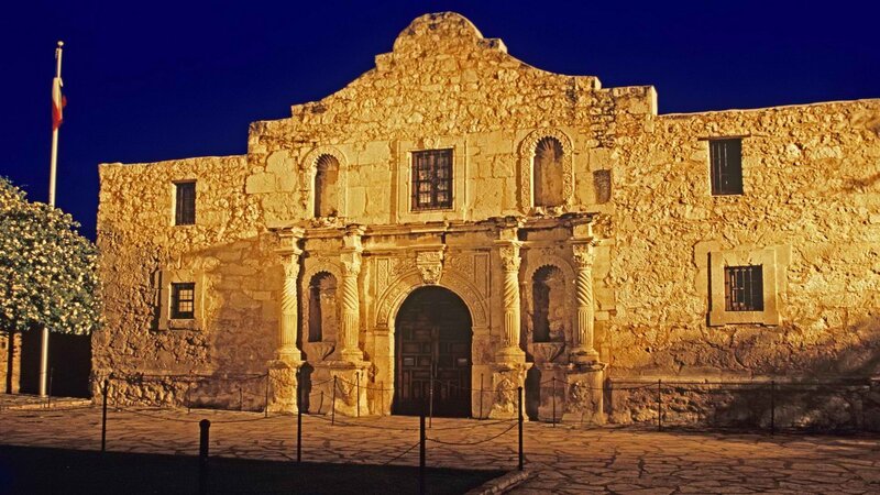 The Alamo at night