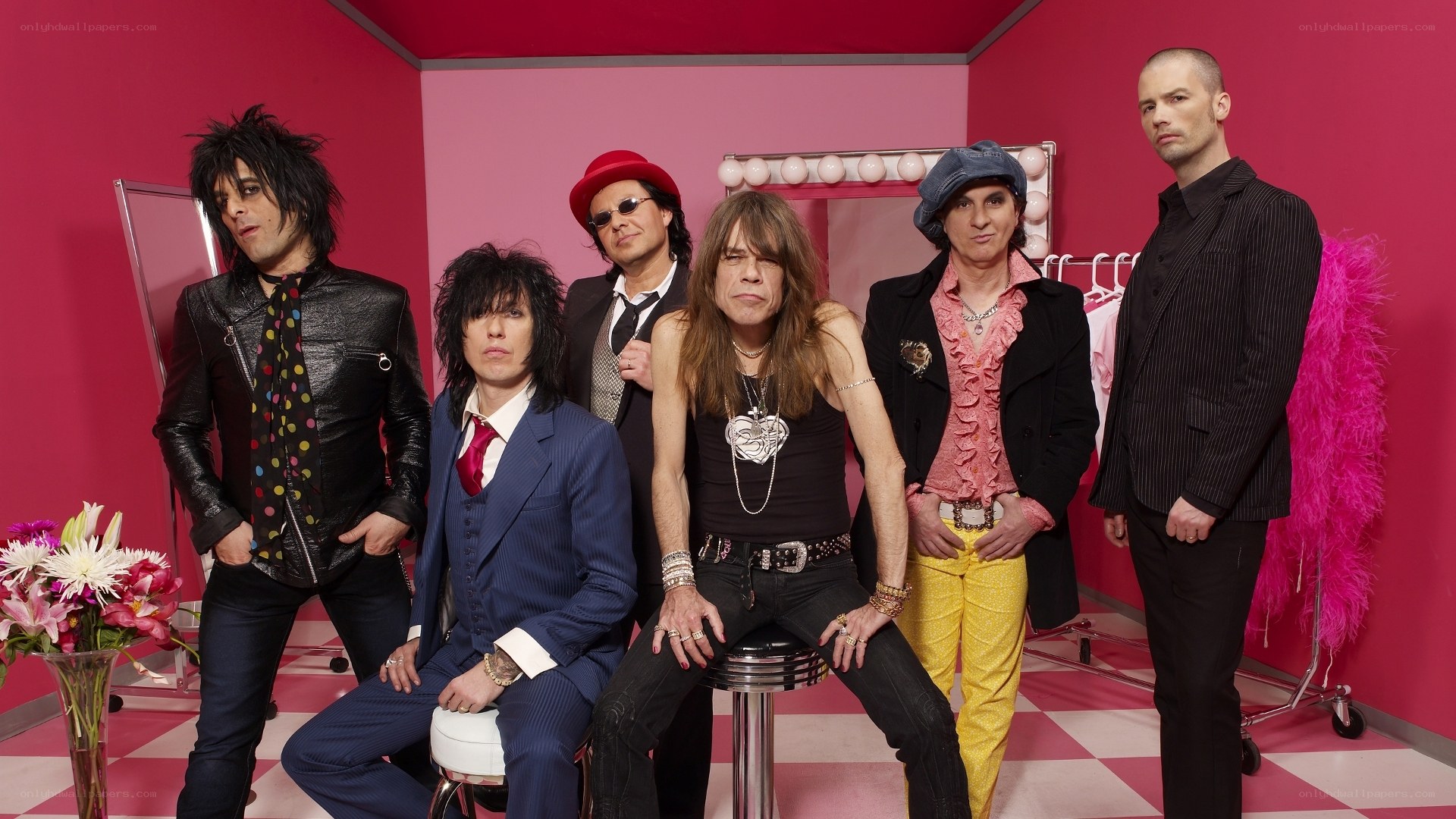 The band in a pink room