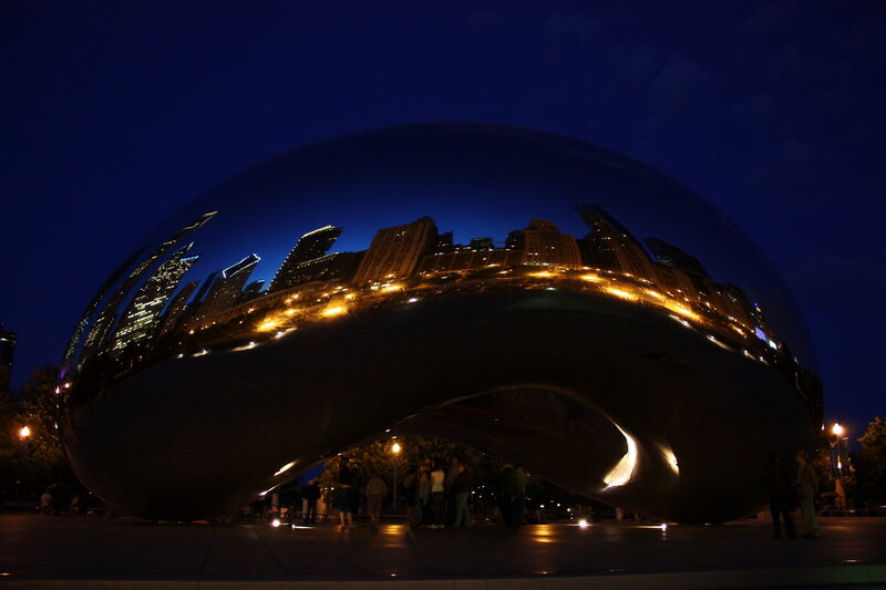 The Bean at night in Chicago