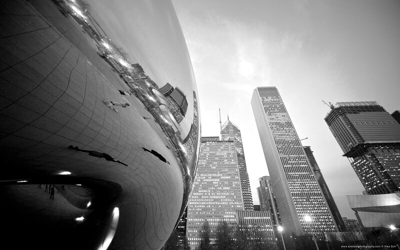 The Bean Sculpture — Black, Dramatic, Night