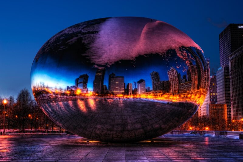 The Bean Sculpture — Blue, Dramatic