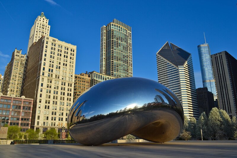The Bean Sculpture — Blue, Serene, Morning
