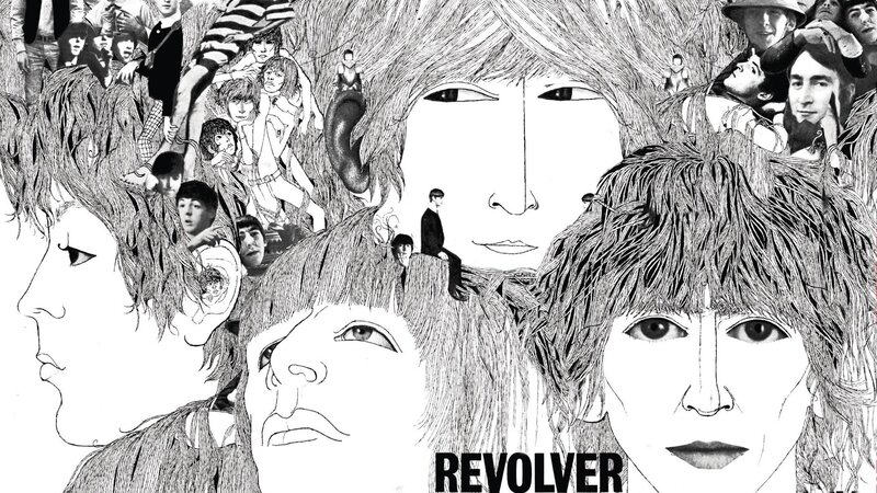 The Beatles Album Cover — Black, Psychedelic, Illustration, Faces, Collage, White