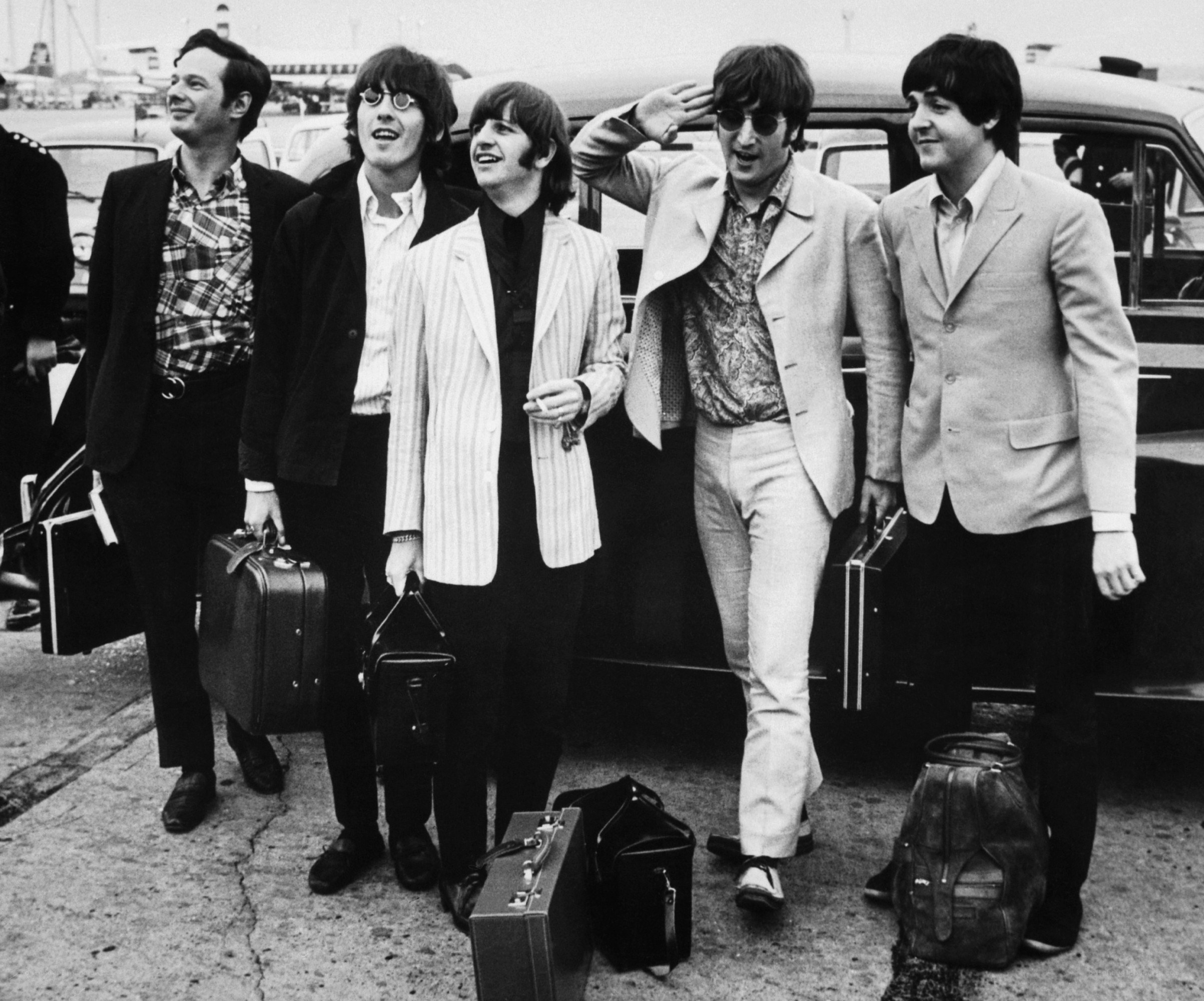 The Beatles arrive at airport