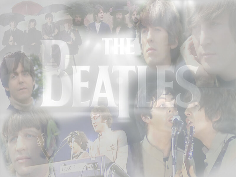 The Beatles Band Collage — White