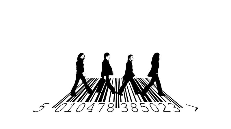 The Beatles crossing a barcode