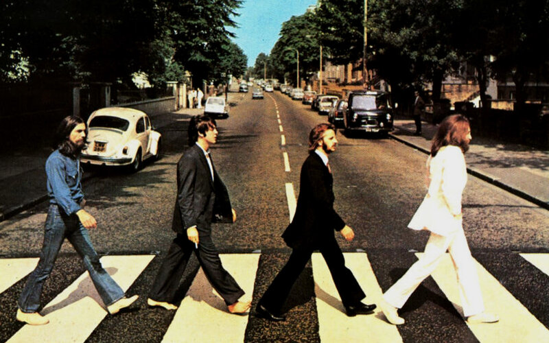 The Beatles crossing Abbey Road