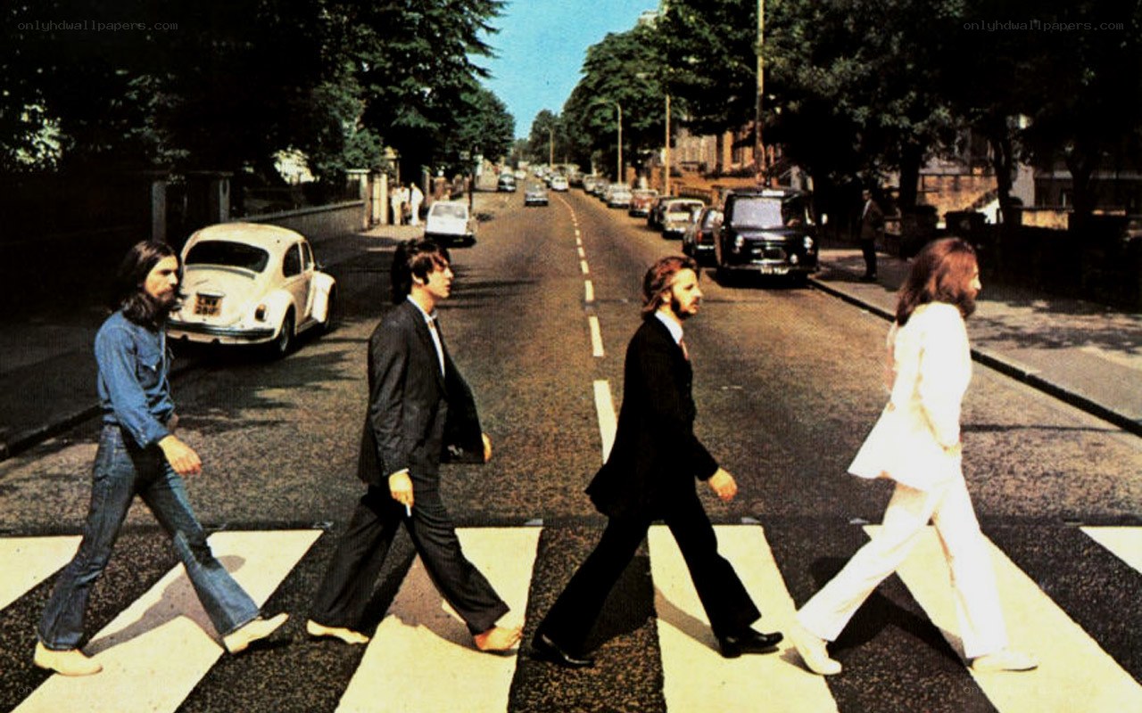 The Beatles crossing Abbey Road