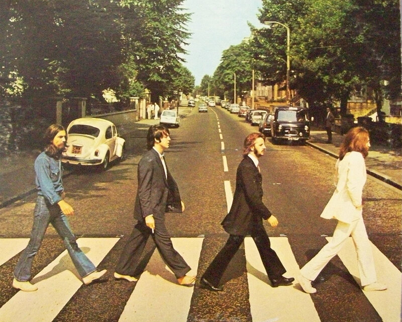 The Beatles crossing Abbey Road