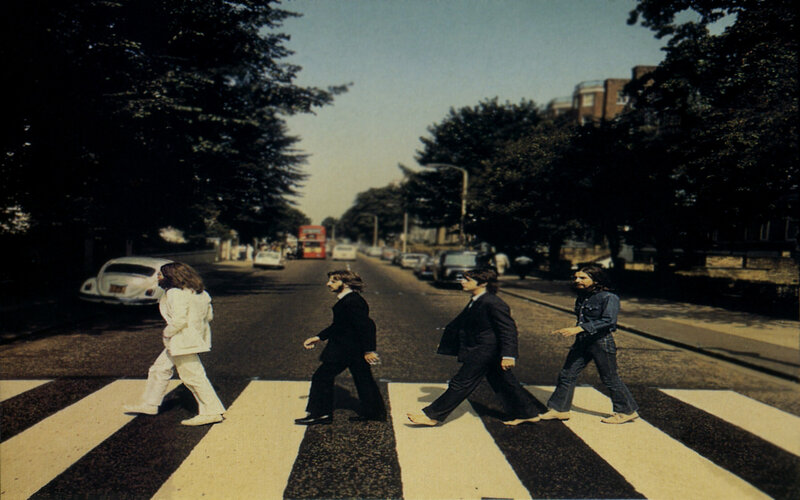 The Beatles crossing Abbey Road