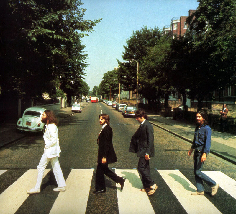 The Beatles crossing Abbey Road