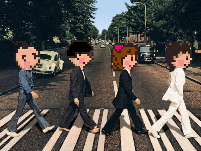 The Beatles crossing the street