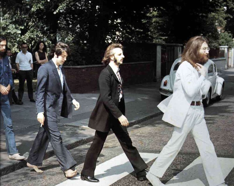 The Beatles crossing the street