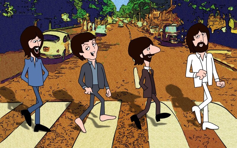 The Beatles crossing the street