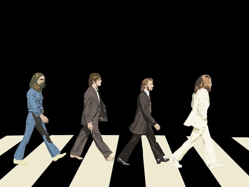 The Beatles crossing the street