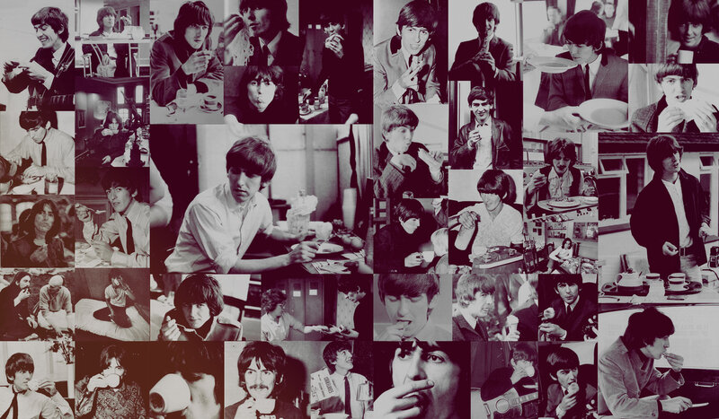 The Beatles eating collage