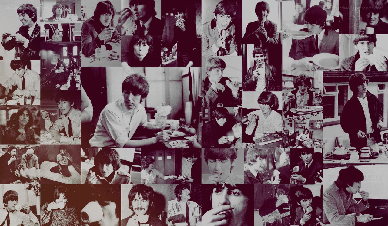 The Beatles eating collage