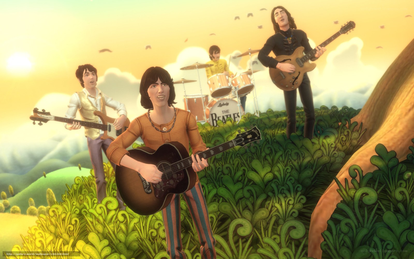 The Beatles in a field