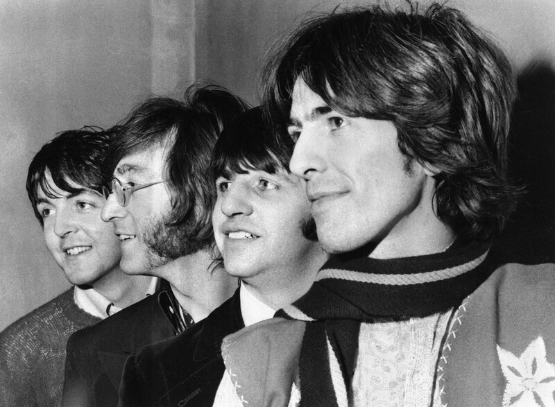 The Beatles in a line