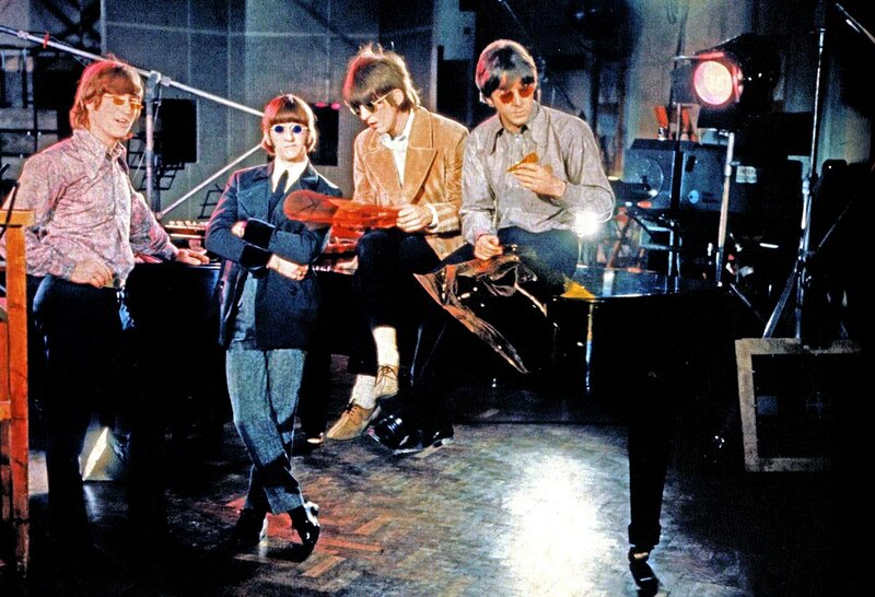 The Beatles in a studio
