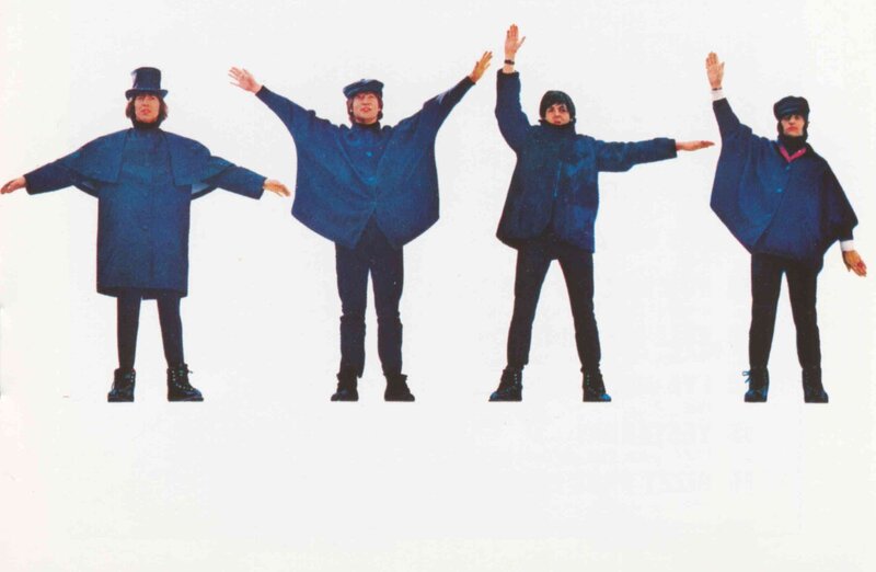 The Beatles in blue coats