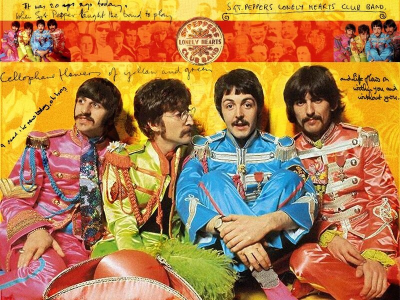 The Beatles in Colorful Uniforms — Yellow, Vibrant, Playful